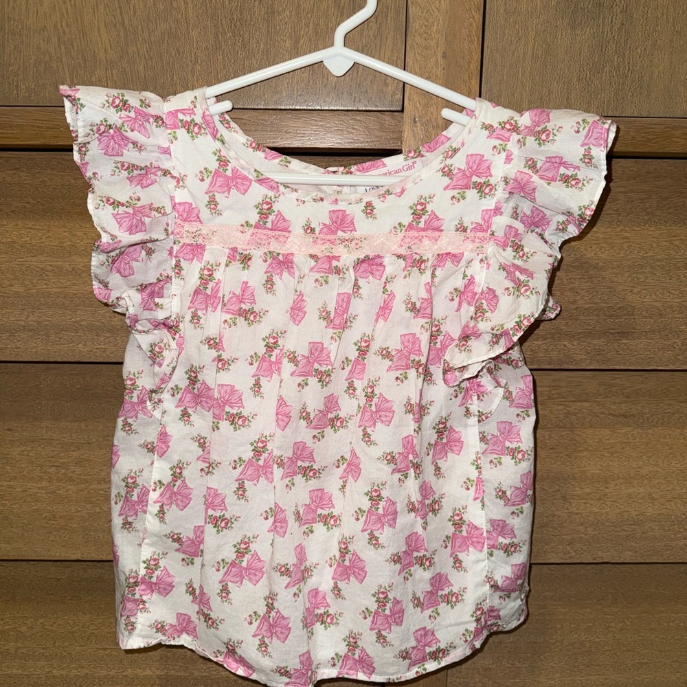 LoveShackFancy Pink Floral Ruffle Blouse